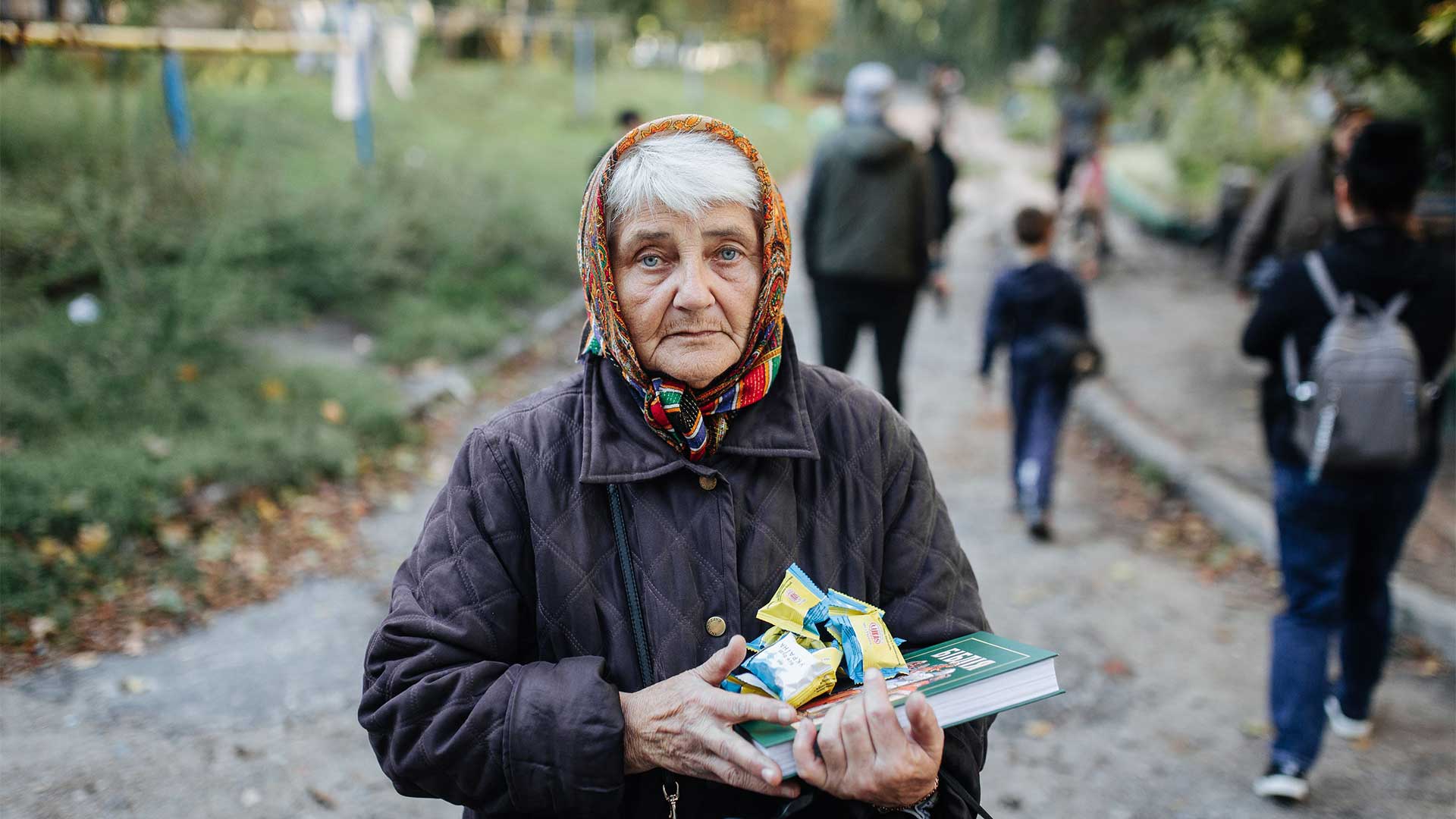 An elderly lady in Ukraine